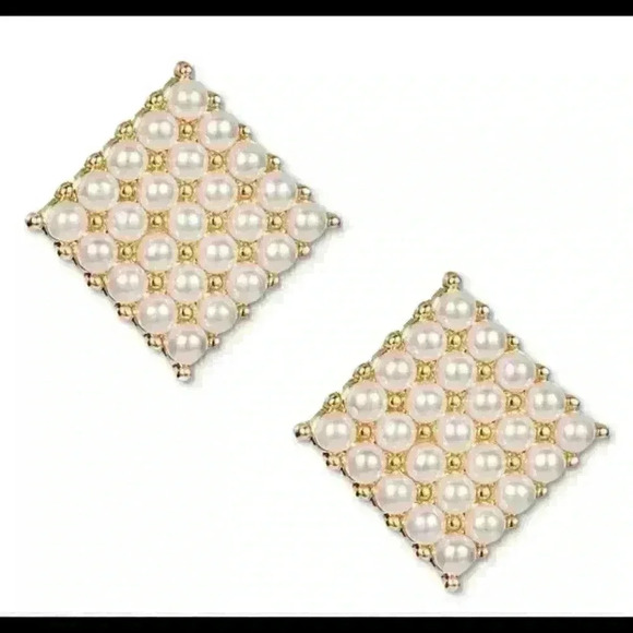 INC Pearl Square Stud Earrings - Picture 3 of 3